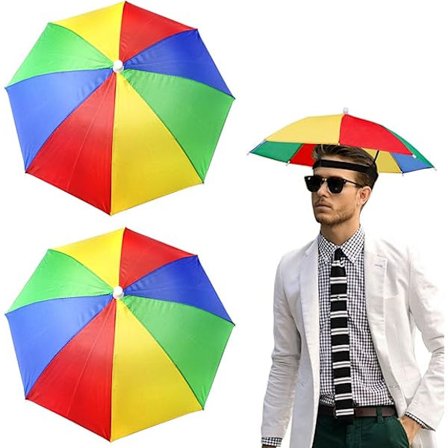 Hoved Paraply Hatte Regnbue Paraply Hat Bærbar Mini Paraply Kasketter Udendørs Sol Regn Beskyttelse