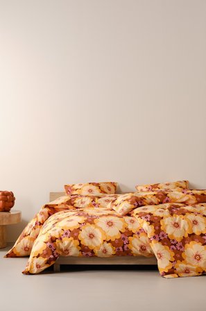 Jotex - Dynetrekksett Enkeltseng Økologisk Brun/ravfarget - FRIDA - Kjøp Enkeltseng hos Jotex