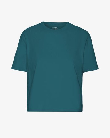 Organic Boxy Crop Tee - Ocean Green