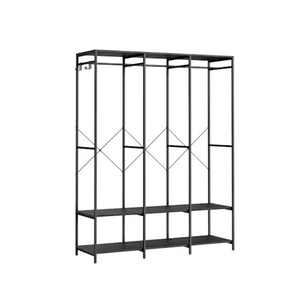 Rootz garderob med avtagbara krokar - Klädställ - Klädupplägg - Stål och spånskiva - 40 cm x 141 cm x 180 cm - Ebenholtssvart - 21 kg - 194 kg Kapacit