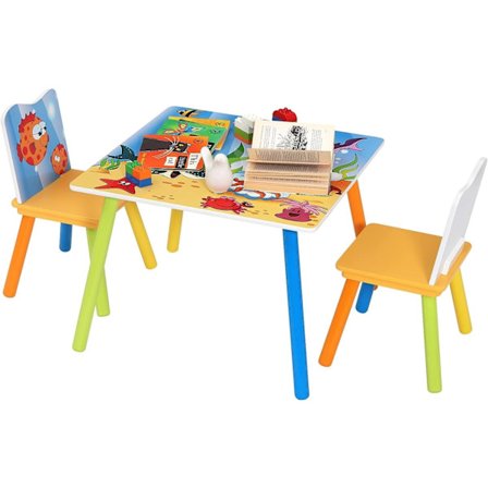 Rootz børnebord og stolesæt - Børnemøbelsæt - Studie- og aktivitetsbord - Holdbart MDF og fyrretræ - Tilskynder til kreativitet - Nem montering - 60 c