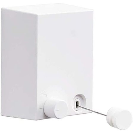 Inntrekkbar klessnor for innendørs og utendørs bruk, veggmontert tørkestativ med 4,2 m / 13,8 fot ståltråd, justerbar snor (hvit)