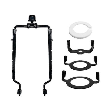 7-tums lampskärm Harphållare Justerbar Lampharpa Kit E14, E26, E27 Ljusbasadapter Svart Horn Fra