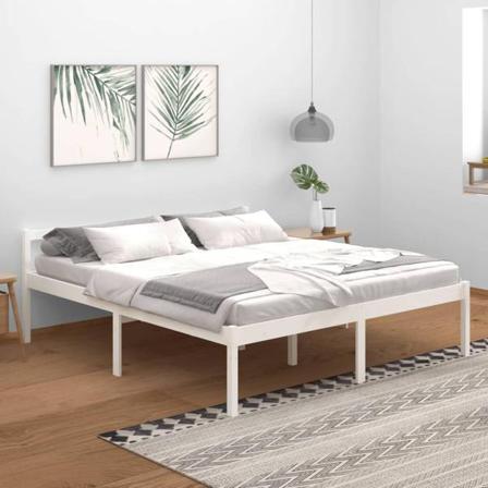 Vidaxl Sängram Vit Massiv Furu 180x200 Cm 6ft Vit