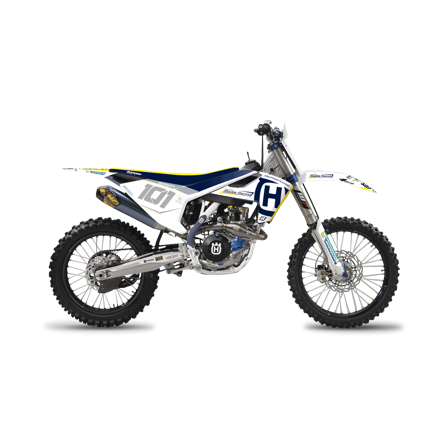Blackbird Replica Maddii Racing 2018 Complete Decal Kit with Seat Cover White-Yellow-Blue - Husqvarna FC 250 2016-2018