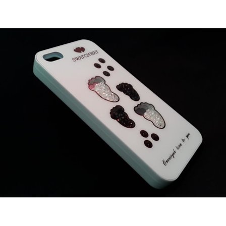 Apple Iphone 5 5S Fodral Skal Case Med Beads Feets Vit