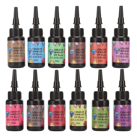 12 stk. UV Resin Assorterede Farver Hurtighærdende Levende Farver Bredt Anvendt UV Epoxy Resin til DIY Smykkefremstilling