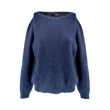 Roberto Collina, Round-neck Knitwear Blauw, Dames, Maat:M