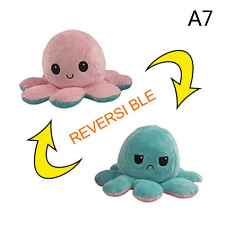 E Simulering Vändbar Bläckfiskdocka Dubbelsidig Flip Plysch Till