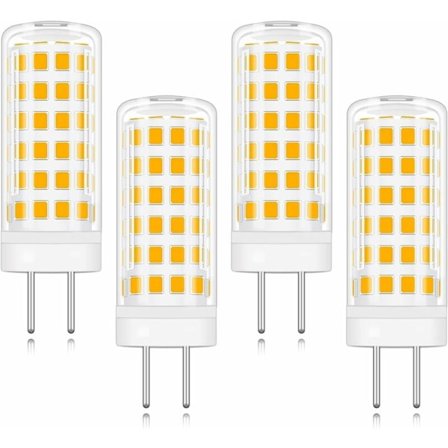 Pakke med 4 GY6.35 Base LED-pærer 9W AC/DC 220V Varmhvit 3000K Tilsvarende 9W Halogen Erstatningspære [Energiklasse A+]