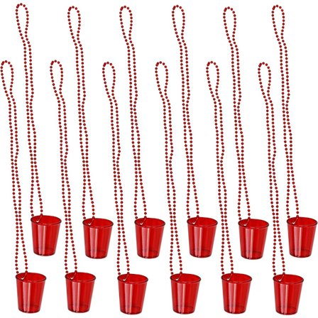 Den store røde 12 stk. shotglas til brud, brude stamme perler plastik kopper JGA hængende tumblere til polterabend