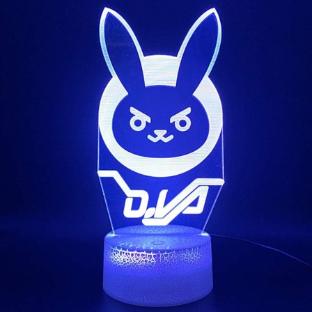 Overwatches OW spelfigur Dva lampa 3D Illusion nattlampa,