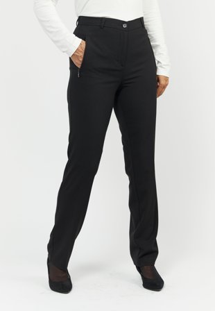 Brandtex - Sara Bukser Med Lynlåslommer - Sort - Slim Fit