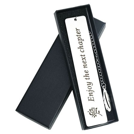 Silver Metal Bokmärke med Premium Presentförpackning med Hänge Smycken Uppskattning Pensioneringspresenter Speciellt för Bokälskare (Njut av nästa 