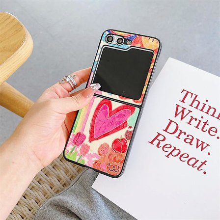 Samsung Galaxy Z Flip 6 5G 2024 -kuori, söpö rakkaussydänkuvio, ohut PC-iskunkestävä suojakuori naisille ja tytöille