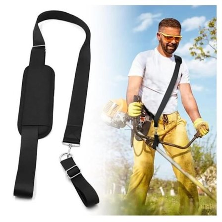 (Sort) Græsslåmaskine Sele - Justerbar Nylonrem - Reducerer Træthed i Kroppen - Sort