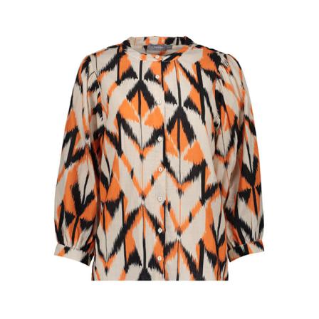 Geisha, Blouse Graphic Print Waffle Oranje, Dames, Maat:S