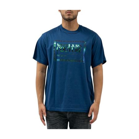 Versace Jeans Couture, T-shirt Piece NR Iridescent Blauw, Heren, Maat:XL