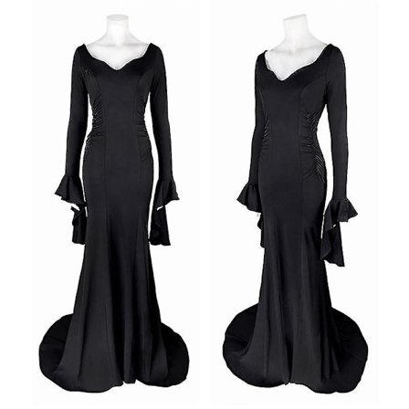 Film Morticia Cosplay Kostume Onsdag Addams Familie Cosplay Uniform Kjole Sorte Parykker Til Kvinder Halloween Karneval Anime Rolle Z