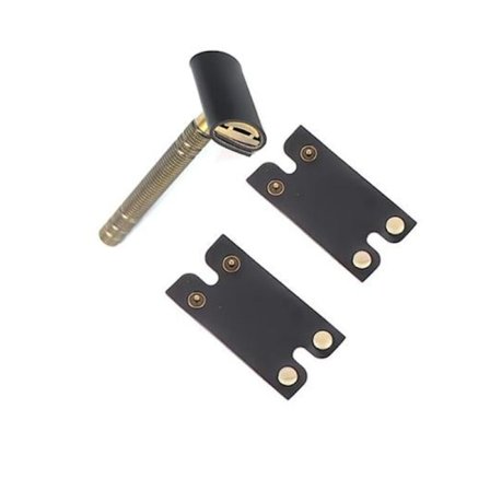 Läderfodral för säkerhetshyvel - Svart skyddande fodral för säkerhetshyvlar - Läderhyvelskydd - 3-pack, Håll din hyvel väl skyddad, lätt att bära