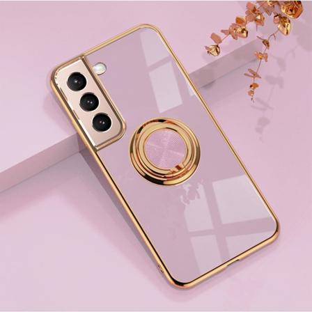 Samsung S22 - Lyxigt Stilrent Skal Med Ring Ställ-funktion Guld Purple One Size