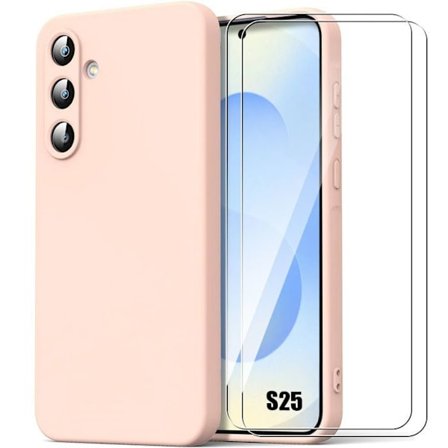 Skydd för Samsung Galaxy S25 - Stötskydd Rosa + 2 Härdat Glas - BOOLING