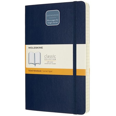 Moleskine Classic Soft Cover Notebook Expanded Blue Ruled