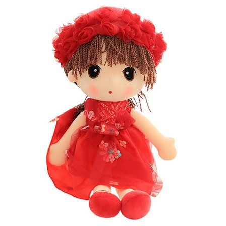 Mjuk babydocka flicka med kläder, söt mjuk trasa docka