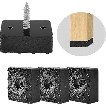 20 svarte firkantede gummiføtter matter for hagestol føtter matter egnet for alle typer møbler, sklisikre, hold deg unna våte gulvbeskyttelse