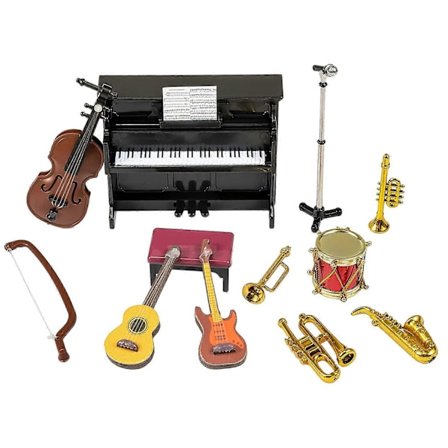 Miniatyr Musikkinstrument Sett 12 stk Mini Musikkinstrument Modell Dekor Tilbehør (FMY)
