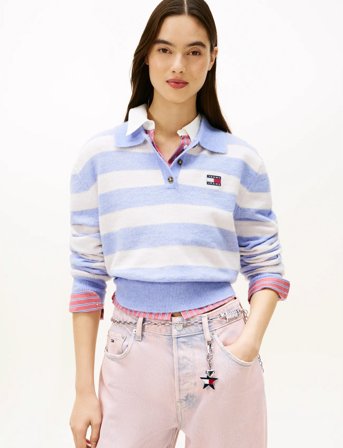 Tommy Jeans Tjw Fluffy Polo Sweater - Purple - M