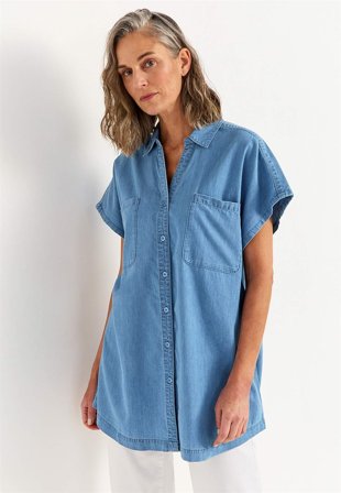 Cellbes of Sweden - Supermjuk jeanstunika för dam - mellanblå denim - för damer - 46/48