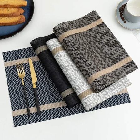 2/4/6PCS Placemats Dining Table Placemats Durable Washable PVC Table Mats Pads for Hotel Banquet Party Christmas Home Decor