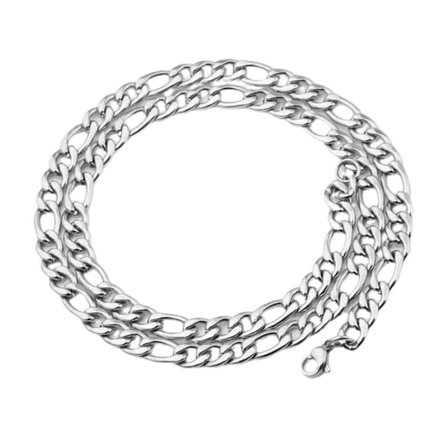 24 tommer Mænd Kvinder Diy Mode Smykker Gave Cubansk Kæde Halskæde Sølv 7mm Bredde