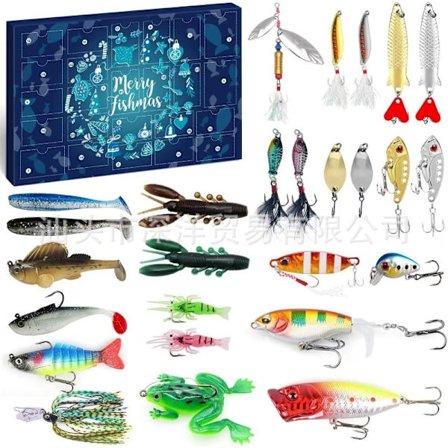 Julekalender, 24-dagers nedtelling utendørsverktøy agn fiskeverktøy Jul nedtelling, Juledekorasjoner, adventskalender