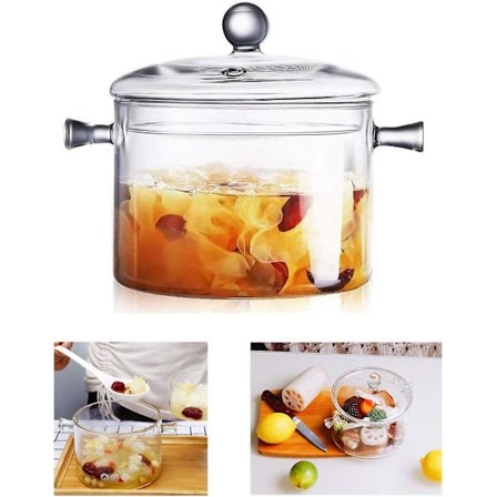 Glass Kasserolle Med Lokk, 1,5l/50 Oz Varmebestandig Glass Koketopp Gryte Og Panne Med Lokk, Det Beste Håndlagde Glass Kokekar Sett Koketopp Sikker 