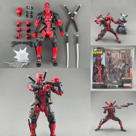 Xib- Yamaguchi Deadpool Movable Joint Interchangeable Face Box Figure Ornament Red (Gear Joint)