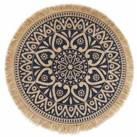 4 stk varmeisolerte matbordstabletter, runde broderte brikker, sklisikre underlag, 40 cm, for kjøkken og hjemmeinnredning, svart