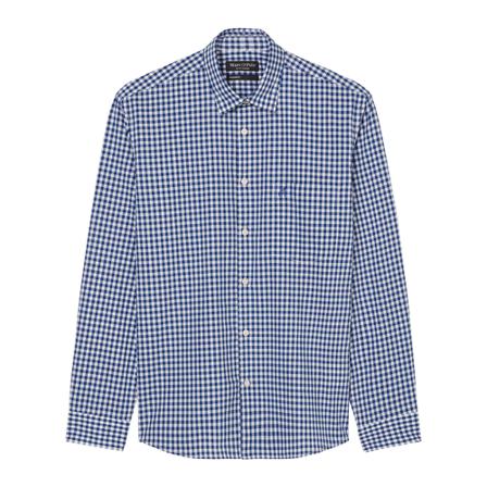 Marc O'Polo, Regular long sleeve shirt Blauw, Heren, Maat:M,Katoen