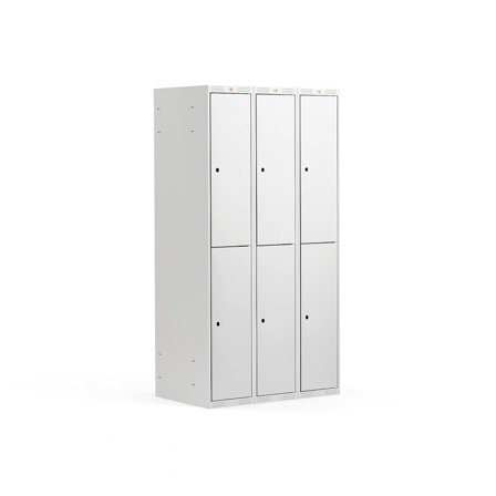 Schließfachschrank CLASSIC, 3 Module/2 Türen, 1740 x 900 x 550 mm, grau