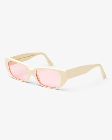 Sunglass 10 - Ivory White Solid - Light Pink - One Size