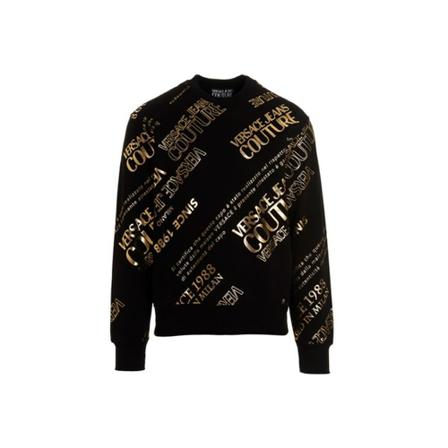 Versace Jeans Couture, Sweatshirt Diagonal Brand Name Zwart, Heren, Maat:M