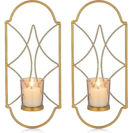 Metal væglampe lysestager dekorationssæt 2 stk væg lysestager med glas