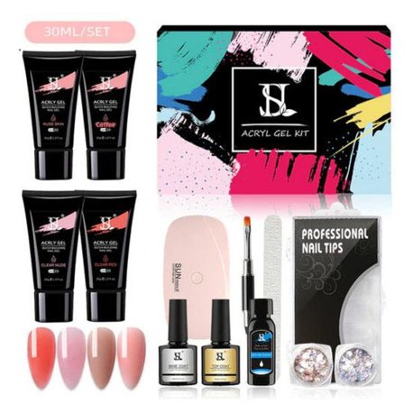12 st Acrylic Gel - Poly Builder Gel Kit med UV-lampa