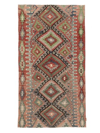 Kelim Vintage Türkei Teppich Handgewebt 158X296 Dunkelrot/Dunkelgelb Türkei