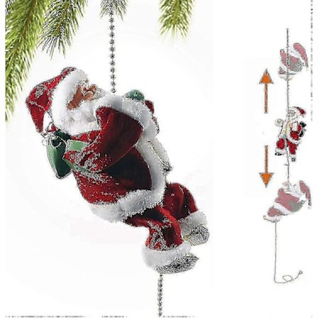 Klatrende Julemand Julepynt Dekoration Gave, Klatrer Op Og Ned, Batteridrevet Klatrende Julemand Med Lys Musik Og Lyd