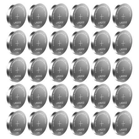 Praktisk oppladbare batterier LIR2032 LIR 2032 3.6V 40mAh myntbatteri
