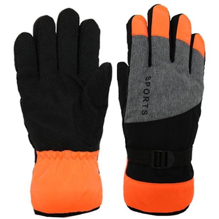 Ekstra tykke varme skiglove til mænd - Vandtætte fleecehandsker - Vindtætte vinterhandsker til udendørs sport - Snowboard (orange)