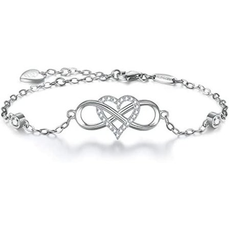 925 Silver Infinity Heart Armband Present till henne