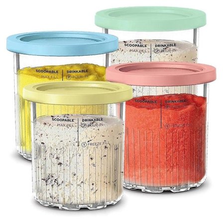 Korvaavat säiliöt ja kannet Ninja Creami Deluxe -laitteeseen, 4 kpl, yhteensopivat Ninja Creami 11-in-1 NC501 NC500 -sarjan Deluxe-jäätelökoneen 